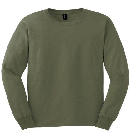 Custom Gildan Ultra Cotton Long Sleeve T-Shirt - Military green