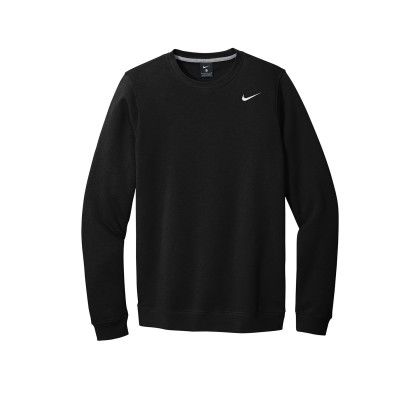 Custom Nike Club Fleece Crew - Black Front Custom Nike Club Fleece Crew - Black Front