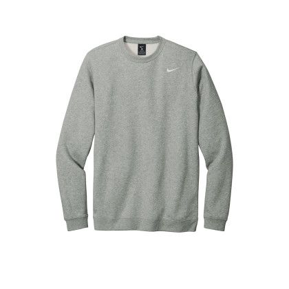 Custom Nike Club Fleece Crew - Dark Gray Heather Front Custom Nike Club Fleece Crew - Dark Gray Heather Front