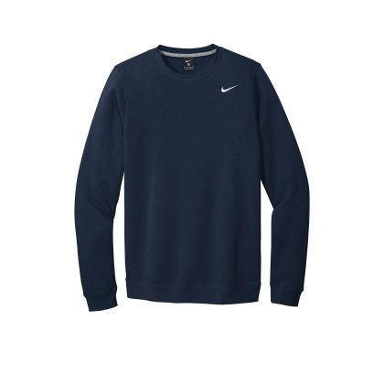 Custom Nike Club Fleece Crew - Navy Front Custom Nike Club Fleece Crew - Navy Front