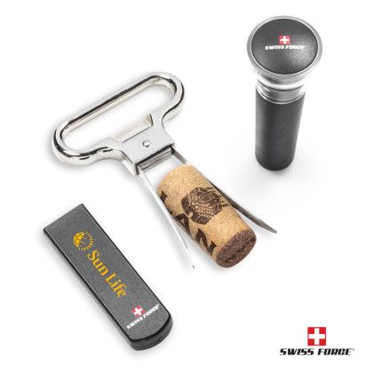 Custom Swiss Force Alsace Wine Accessory Set - Black