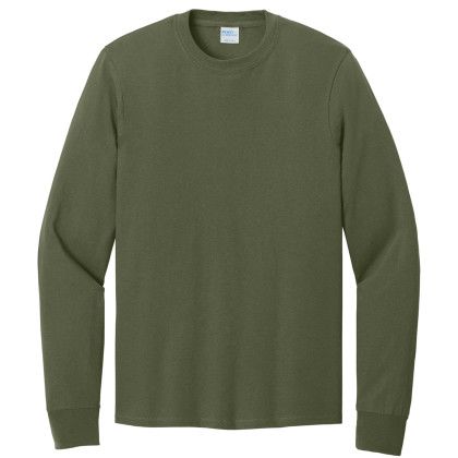 Custom Port & Company Long Sleeve Color Cotton T-Shirt - Dark Green Custom Port & Company Long Sleeve Color Cotton T-Shirt - Dark Green