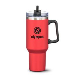 Custom Compeer Handle Travel Mug with Straw 40 oz - Red Custom Compeer Handle Travel Mug with Straw 40 oz - Red
