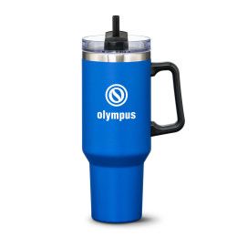 Custom Compeer Handle Travel Mug with Straw 40 oz - Royal Blue Custom Compeer Handle Travel Mug with Straw 40 oz - Royal Blue