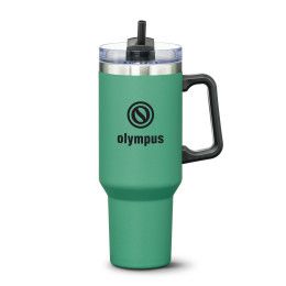 Custom Compeer Handle Travel Mug with Straw 40 oz - Sage Green Custom Compeer Handle Travel Mug with Straw 40 oz - Sage Green