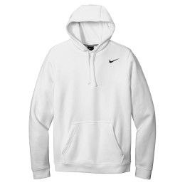 Custom Nike Full Color Club Fleece Pullover Hoodie - White 
