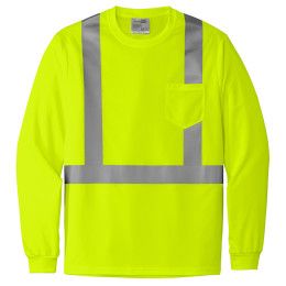 Custom CornerStone ANSI 107 Class 2 Mesh Long Sleeve Tee - Safety yellow