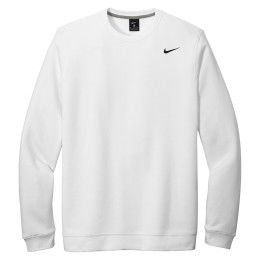Custom Nike Club Fleece Crew - White 
