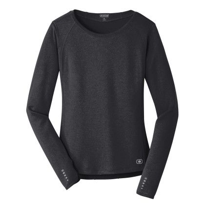 Custom OGIO Women's Long Sleeve Pulse Crew - Blacktop Custom OGIO Women's Long Sleeve Pulse Crew - Blacktop
