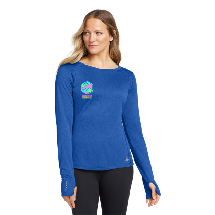 Custom OGIO Women's Long Sleeve Pulse Crew - On Model Custom OGIO Women's Long Sleeve Pulse Crew - On Model
