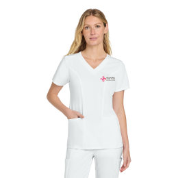 Custom Wink Women's Premiere Flex V-Neck Scrub Top - White 
