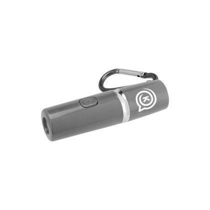Custom Rechargeable Portable Alarm And Flashlight With Carabiner Attachment - Gray Custom Rechargeable Portable Alarm And Flashlight With Carabiner Attachment - Gray