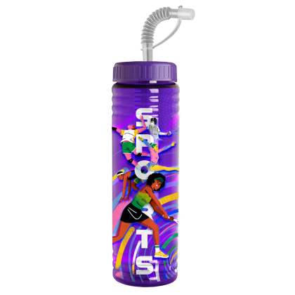 Custom 24 Oz. Slim Fit UpCycle RPET Bottle With Straw Lid - Translucent violet