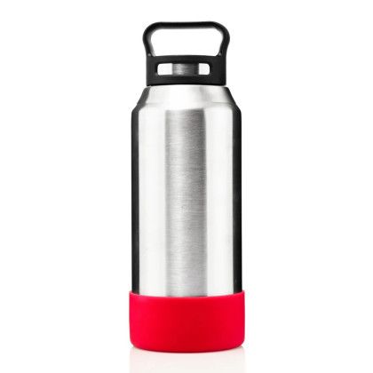 Custom 32 oz Growler Bottle w/Silicone Bowl - Red