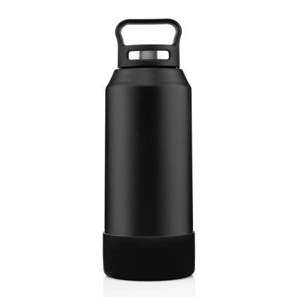 Custom 32 oz Growler Bottle w/Silicone Bowl - Black/Black 