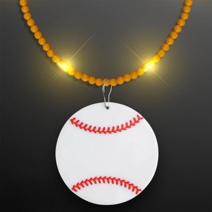 Custom Still-Light Yellow Beads With Baseball Medallion - Front View 
