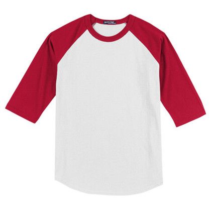 Custom Sport-Tek Full Color Printed Sport-Tek Youth Colorblock Raglan Jersey - White/red Custom Sport-Tek Full Color Printed Sport-Tek Youth Colorblock Raglan Jersey - White/red