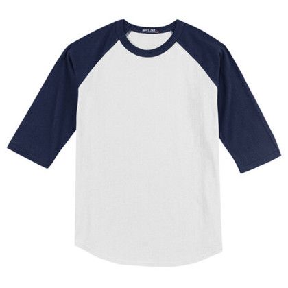 Custom Sport-Tek Full Color Printed Sport-Tek Youth Colorblock Raglan Jersey - White/Navy Custom Sport-Tek Full Color Printed Sport-Tek Youth Colorblock Raglan Jersey - White/Navy