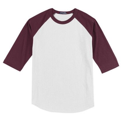 Custom Sport-Tek Full Color Printed Sport-Tek Youth Colorblock Raglan Jersey - White/Maroon Custom Sport-Tek Full Color Printed Sport-Tek Youth Colorblock Raglan Jersey - White/Maroon