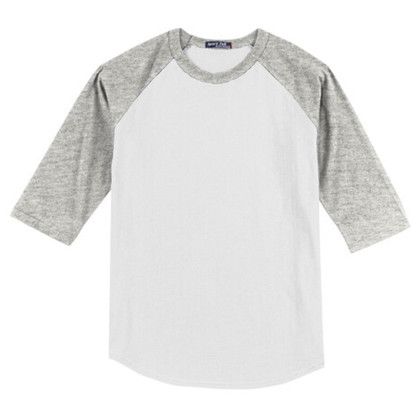 Custom Sport-Tek Full Color Printed Sport-Tek Youth Colorblock Raglan Jersey - White/Heather Gray Custom Sport-Tek Full Color Printed Sport-Tek Youth Colorblock Raglan Jersey - White/Heather Gray