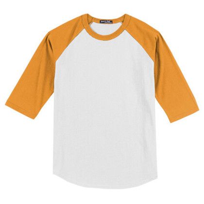 Custom Sport-Tek Full Color Printed Sport-Tek Youth Colorblock Raglan Jersey - White/Gold Custom Sport-Tek Full Color Printed Sport-Tek Youth Colorblock Raglan Jersey - White/Gold
