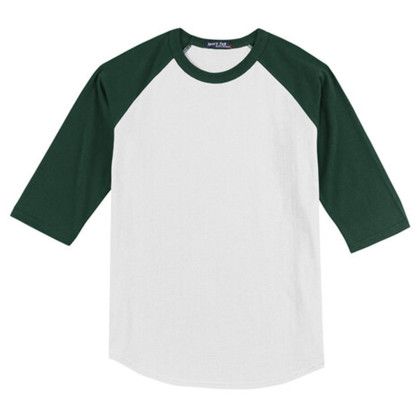 Custom Sport-Tek Full Color Printed Sport-Tek Youth Colorblock Raglan Jersey - White/Forest green Custom Sport-Tek Full Color Printed Sport-Tek Youth Colorblock Raglan Jersey - White/Forest green