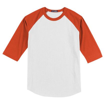 Custom Sport-Tek Full Color Printed Sport-Tek Youth Colorblock Raglan Jersey - White/Deep Orange Custom Sport-Tek Full Color Printed Sport-Tek Youth Colorblock Raglan Jersey - White/Deep Orange