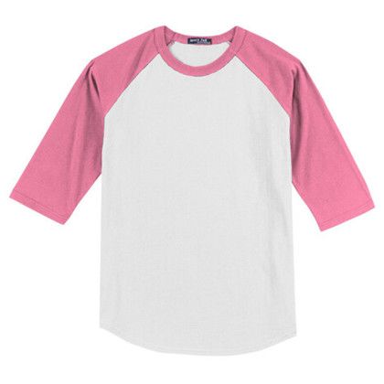 Custom Sport-Tek Full Color Printed Sport-Tek Youth Colorblock Raglan Jersey - White/Bright Pink Custom Sport-Tek Full Color Printed Sport-Tek Youth Colorblock Raglan Jersey - White/Bright Pink