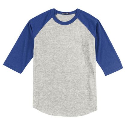 Custom Sport-Tek Full Color Printed Sport-Tek Youth Colorblock Raglan Jersey - Heather grey/Royal Blue Custom Sport-Tek Full Color Printed Sport-Tek Youth Colorblock Raglan Jersey - Heather grey/Royal Blue