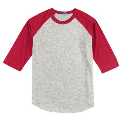 Custom Sport-Tek Full Color Printed Sport-Tek Youth Colorblock Raglan Jersey - Heather grey/Red Custom Sport-Tek Full Color Printed Sport-Tek Youth Colorblock Raglan Jersey - Heather grey/Red