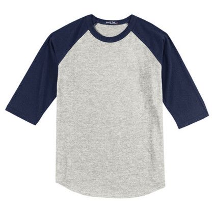 Custom Sport-Tek Full Color Printed Sport-Tek Youth Colorblock Raglan Jersey - Heather grey/Navy Blue Custom Sport-Tek Full Color Printed Sport-Tek Youth Colorblock Raglan Jersey - Heather grey/Navy Blue