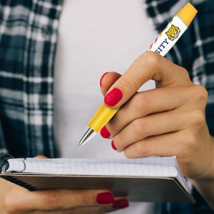 Custom The adpen with Highlighter- Low Quantities - Yellow - Lifestyle View Custom The adpen with Highlighter- Low Quantities - Yellow - Lifestyle View