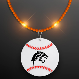 Custom Still-Light Orange Beads With Baseball Medallion