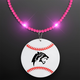 Custom Still-Light Pink Beads With Baseball Medallion