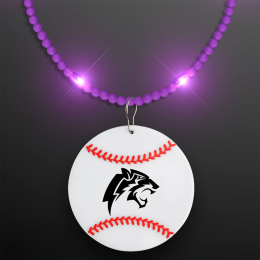 Custom Still-Light Purple Beads With Baseball Medallion