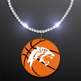 Custom Still-Light White Beads With Basketball Medallion