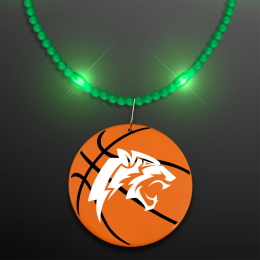 Custom Still-Light Green Beads With Basketball Medallion