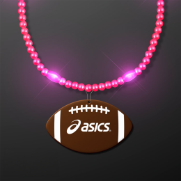 Custom Pink Pizzazz LED Bead Necklace with Football Medallion