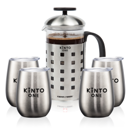 Custom Swiss Force Coffee Press & Vivaldi Cups - Set of 5 Custom Swiss Force Coffee Press & Vivaldi Cups - Set of 5
