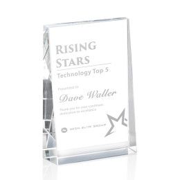 Custom Tweed Vertical Optical Crystal Award - 4" W x 6" H