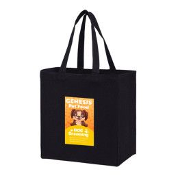 Custom Recycled Cotton Canvas Grocery Bag |12x8x13| - Color-Evolution - Black Custom Recycled Cotton Canvas Grocery Bag |12x8x13| - Color-Evolution - Black