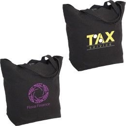 Custom 12 oz Cotton Canvas Tote Bag: Premium 20" W x 17.5" H - Black Custom 12 oz Cotton Canvas Tote Bag: Premium 20" W x 17.5" H - Black
