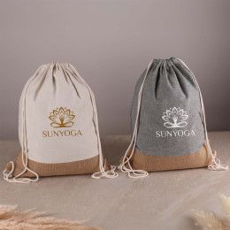 Custom Quetico 8 oz Cotton & Jute Drawstring Bag - All colors Custom Quetico 8 oz Cotton & Jute Drawstring Bag - All colors
