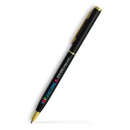 Custom Slim Twist Metal Pen (Gold) - Low Quantities - Blue