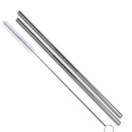 Custom Straight Stainless Steel Straws: Set Of 2 In Silver