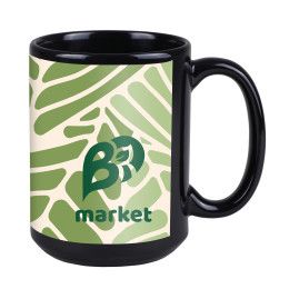 Custom Full Color 15 oz. Black Ceramic Mug