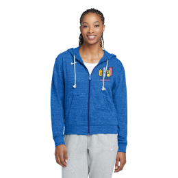 Custom Nike Full Color Women's Gym Vintage Full-Zip Hoodie - Royal 