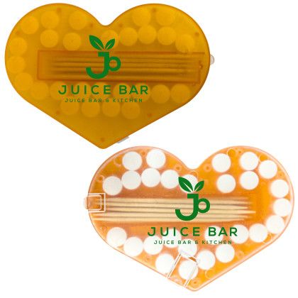 Custom Heart Shaped Pick 'N' Mint - Translucent Orange Custom Heart Shaped Pick 'N' Mint - Translucent Orange