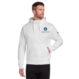Custom Nike Club Fleece Sleeve Swoosh Full-Zip Hoodie - White