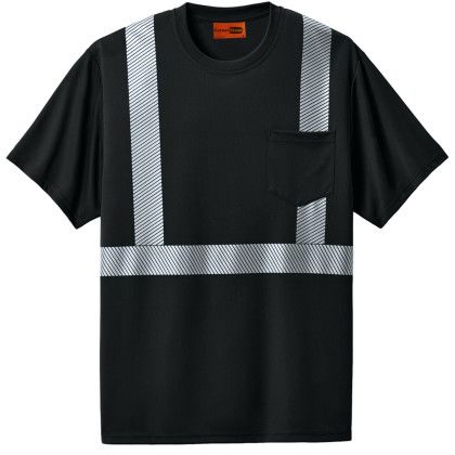 Custom CornerStone Full Color Enhanced Visibility Segmented Tape Tee - Black Custom CornerStone Full Color Enhanced Visibility Segmented Tape Tee - Black